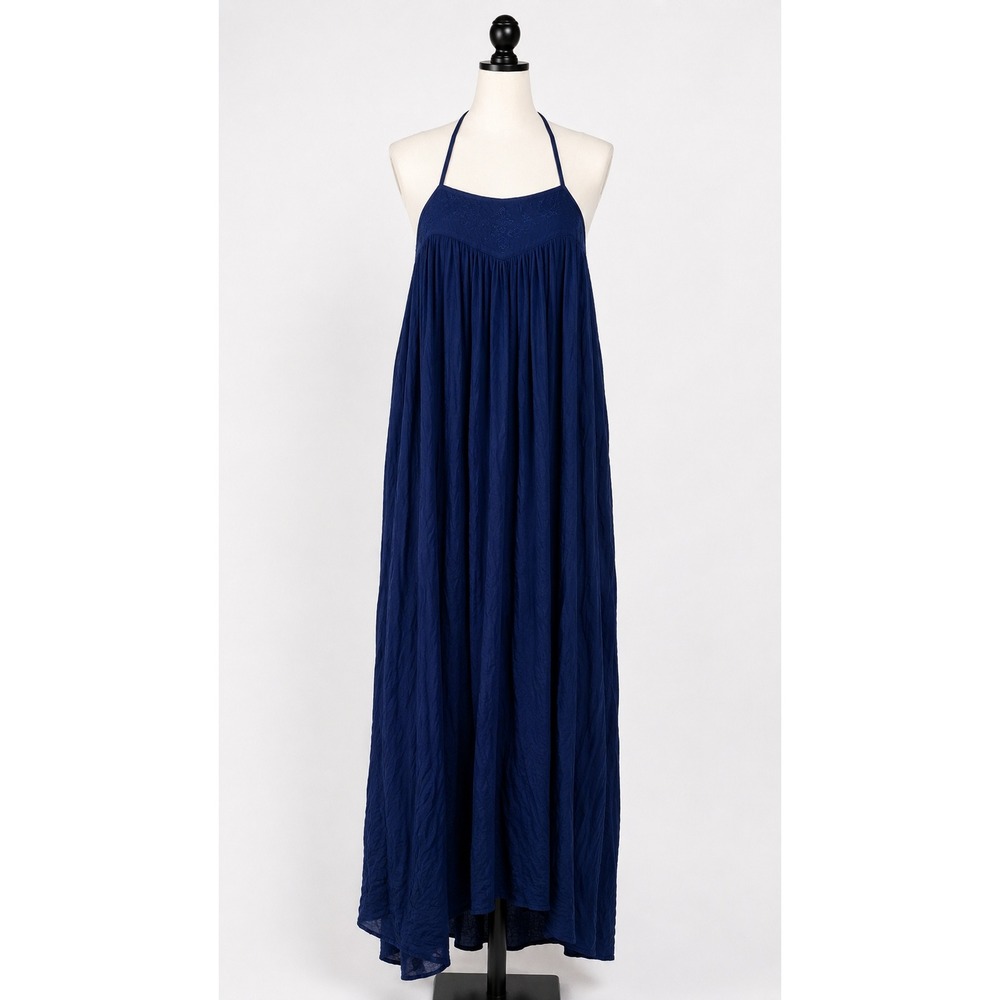 Intimately Free People Navy Halter Maxi Dress M Boho Ethereal Hippie 70s NEW